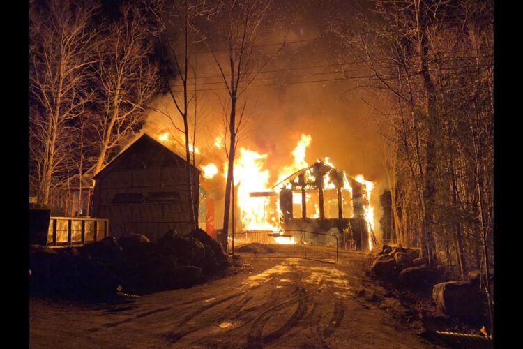 Cottage Destroyed in Massive Fire in Tiny Township