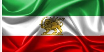 پرچم شیر و خورشید در متروی تهران