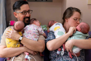 Identical quadruplet girls born