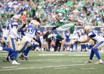 Riders Edge Bombers in OT on Stevens' 3-TD Night