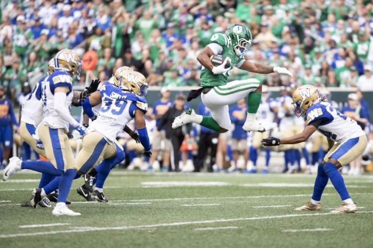 Riders Edge Bombers in OT on Stevens' 3-TD Night